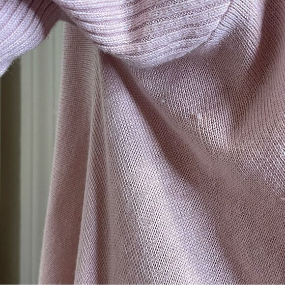 Bebe Cascading Front Long Sleeve Cardigan High Low Hem Light Pink Size Large - Picture 4 of 11